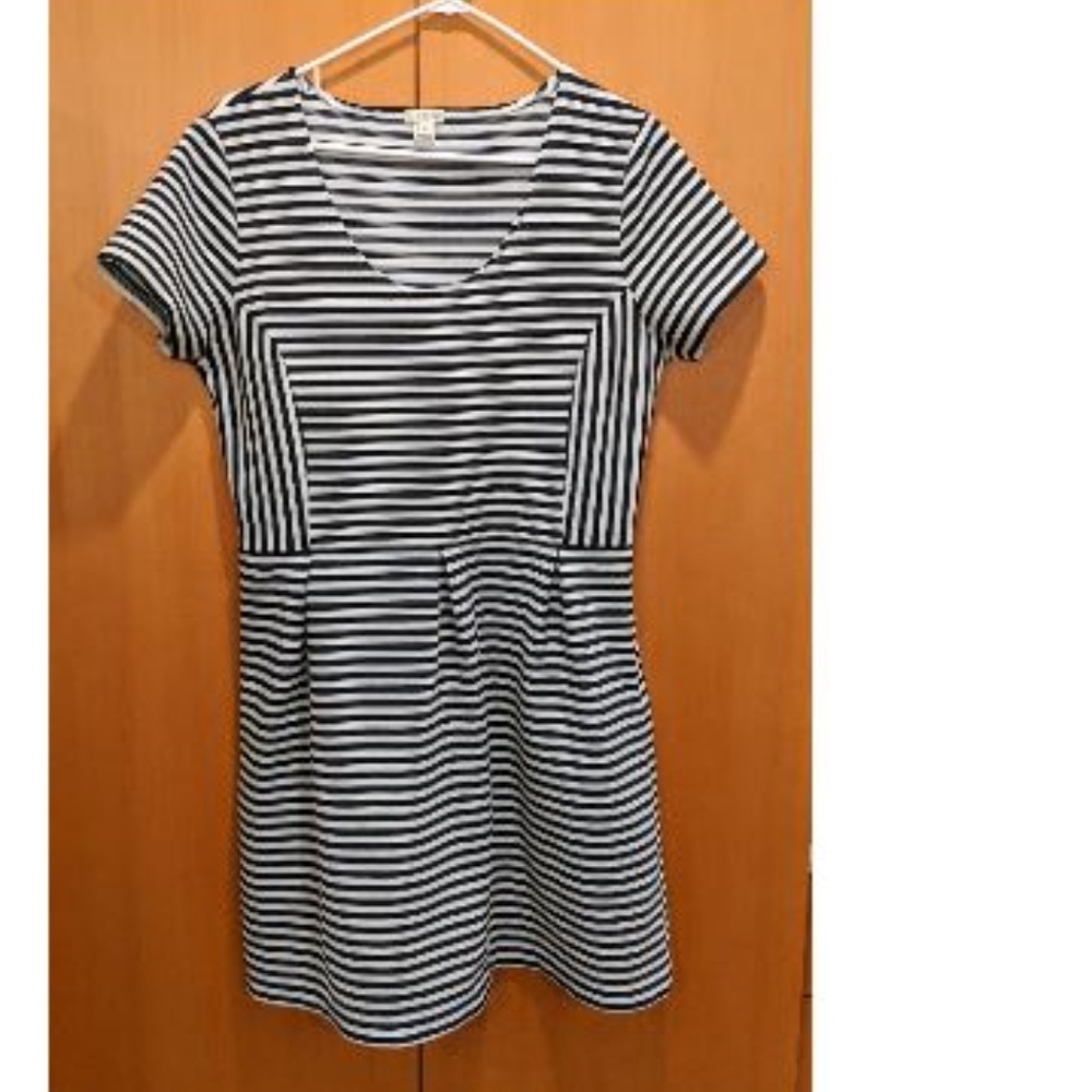 J Crew Black and White Stripe Dress Size 16
